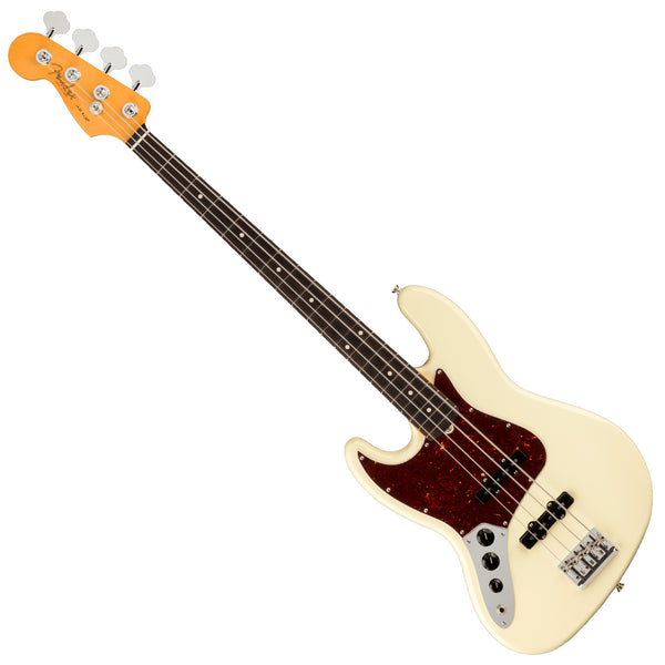 Fender Left Hand American Professional II Jazz Electric Bass Rosewood Olympic White w/Case - 0193980705