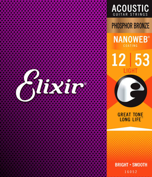 Elixir Light Nanoweb Phosphor Bronze Acoustic Strings 012-053 - 16052