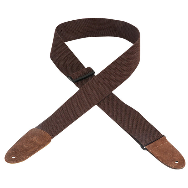 Levys 2" Cotton Guitar Strap w/Suede Ends in Brown - MC8BRN