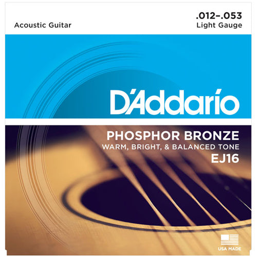 D'addario Phosphor Bronze Acoustic Strings 012-053 - EJ16