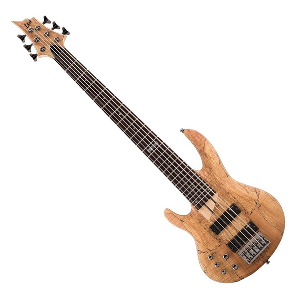 ESP LTD B Series Left Handed 6 String Electric Bass Spalted Maple in Natural Satin