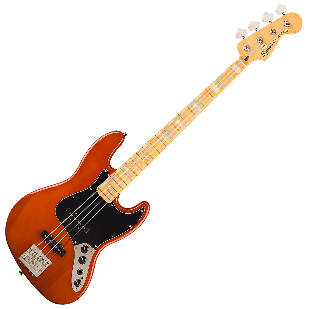 Squier Classic Vibe Active 70s Jazz Electric Bass Maple Black Pickguard in Mocha - 0374542529