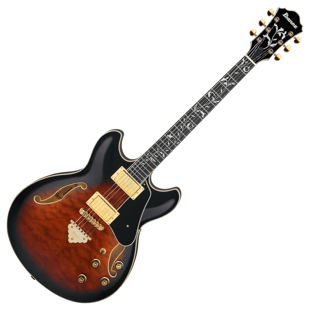 Ibanez AS Artcore Expressionist Electric Guitar in Dark Brown Sunburst w/Bag - AS93QMSPDBS