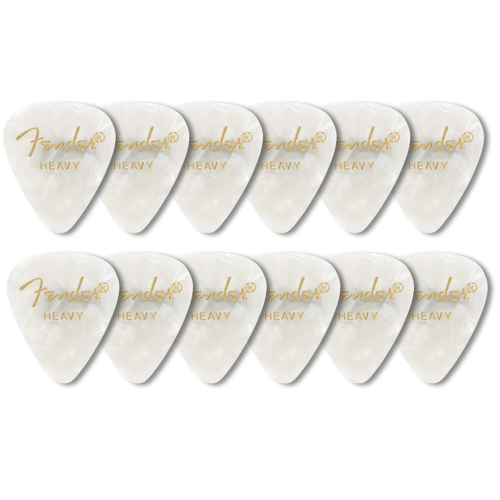 Fender Premium Celluloid 351 Shape Picks Heavy White Moto 12 Pack - 1980351905