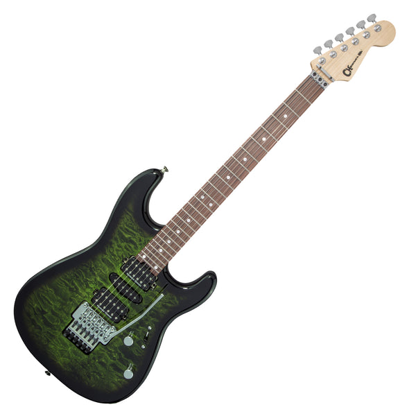 Charvel MJ San Dimas Style 1 Electric Guitar HSH Floyd PF Quilted Maple Pau Ferro in Transparent Green Burst - 2925834578