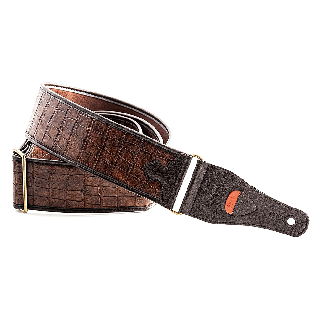 RightOn ALLIGATOR Guitar Strap in Brown - ALLIGATORBR