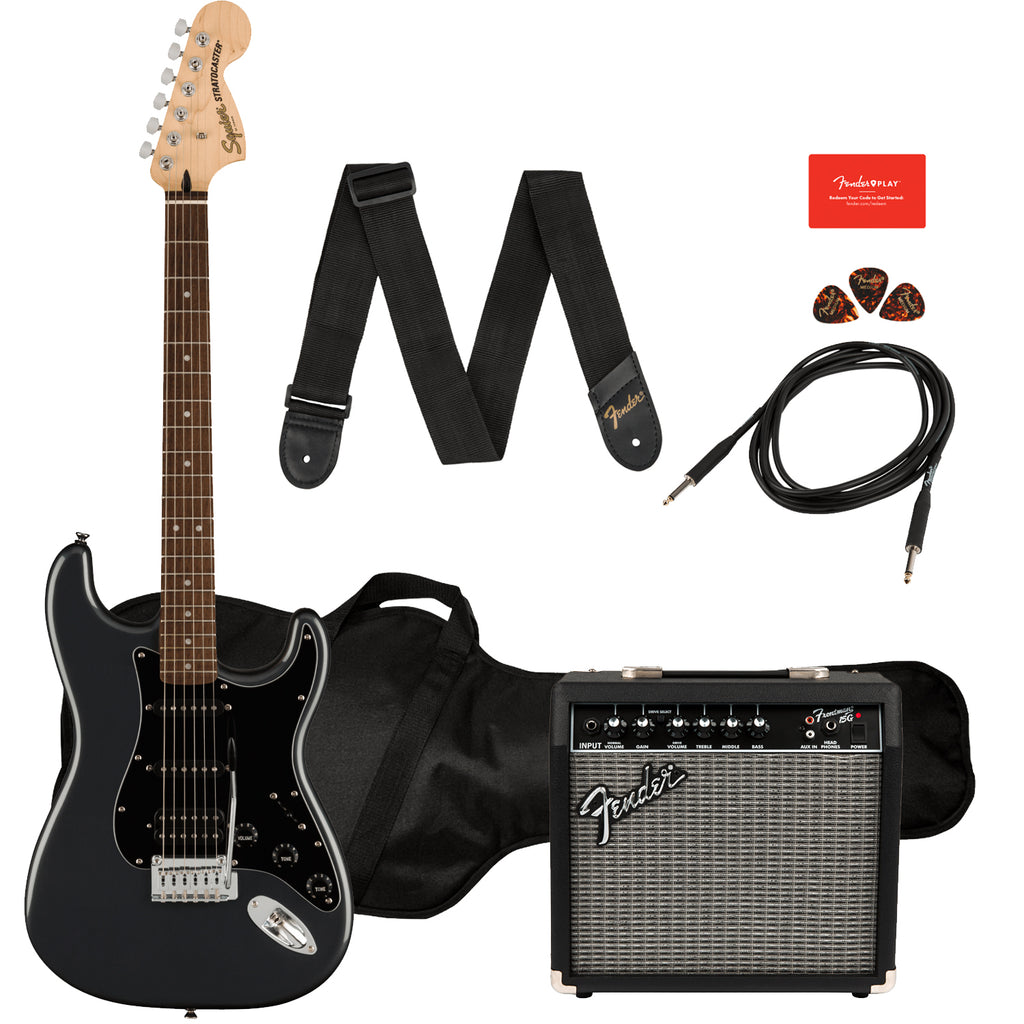 Squier Affinity Series Stratocaster HSS Pack Laurel in Charcoal Frost Metallic w/Gig Bag - 0372821069