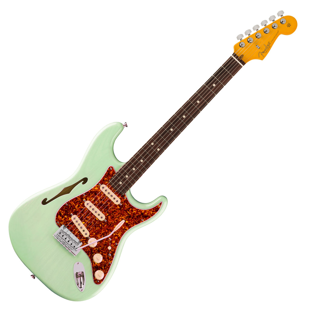 Fender American Professional II Stratocaster Thinline Electric Guitar Rosewood in Transparent Surf Green - 0171010735