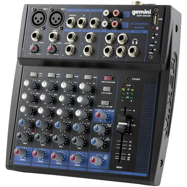 Gemini 8 Channel USB Mixer with Bluetooth - GEM08USB