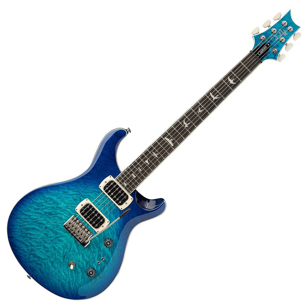 PRS SE Custom 24 08 Quilt Package Electric Guitar Ebony in Lake Blue w/Gig Bag - C84QQEIN1LB