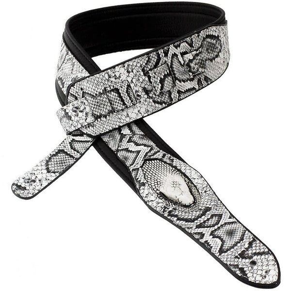 Walker & Williams White and Black Snakeskin Padded Strap - SF03