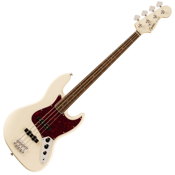 Squier Limited Classic Vibe Mid-60s Jazz Electric Bass Laurel Tortoiseshell in Olympic White - 0374533505
