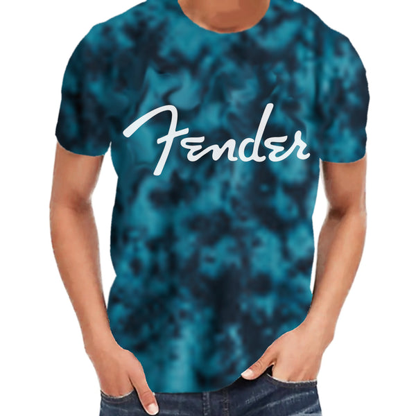 Fender Tie Dye Logo T Shirt in Blue Large - 9122421506
