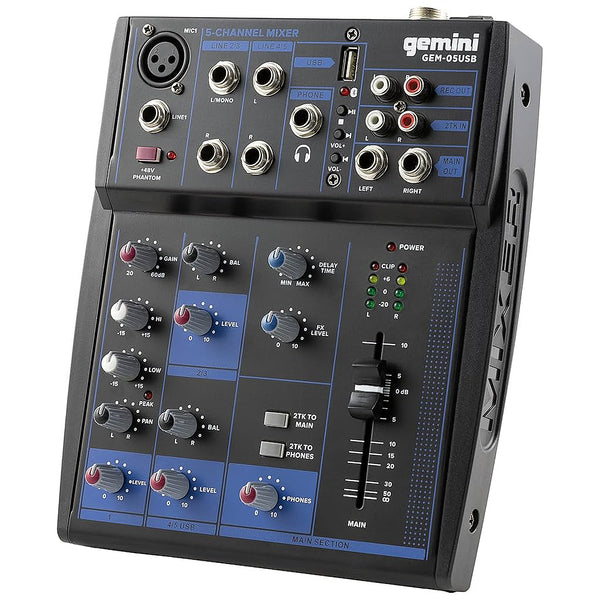Gemini 5 Channel USB Mixer with Bluetooth - GEM05USB