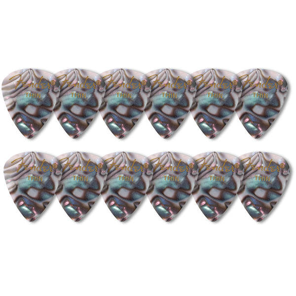 Fender Premium Celluloid 351 Shape Picks ThinAbalone 12 Pack - 1980351757