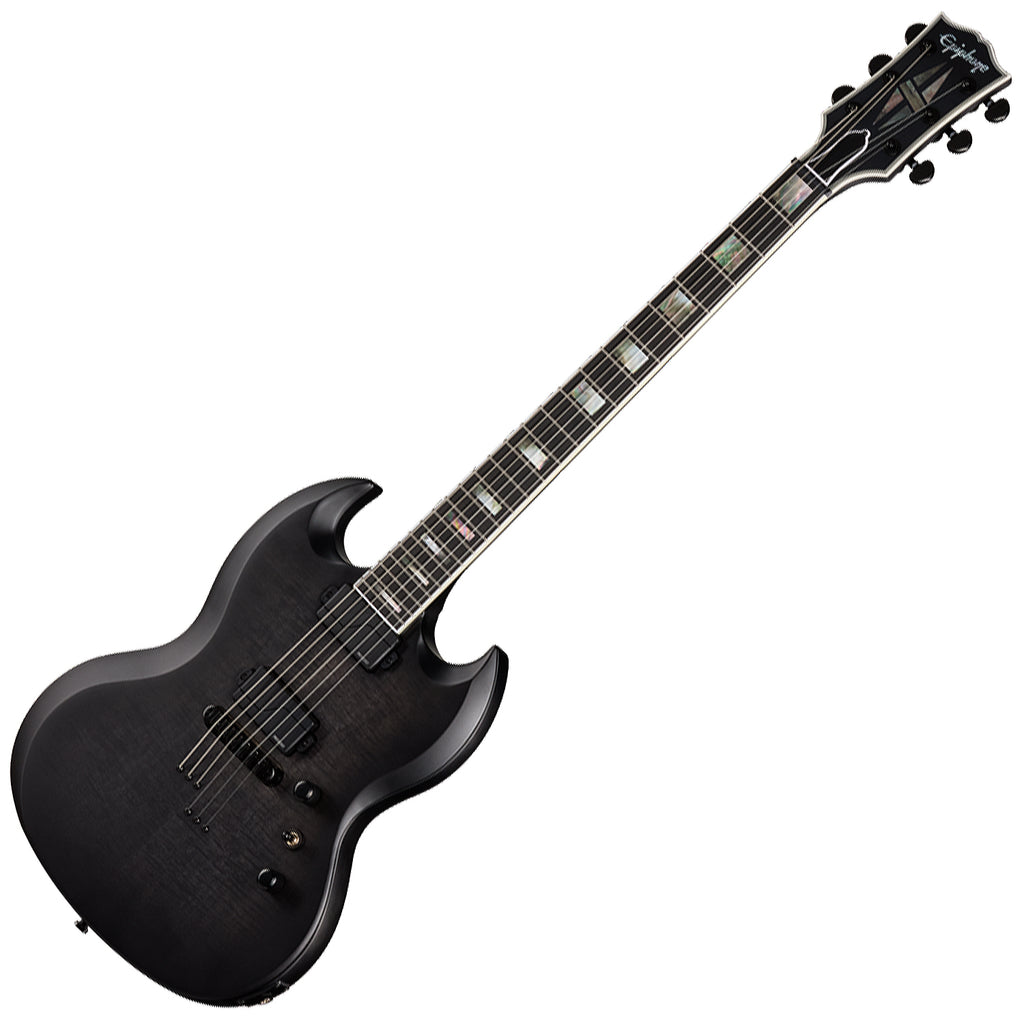 Epiphone Prophecy SG Electric Guitar in Obsidian Storm Satin w/Case - EYSFOSSBH