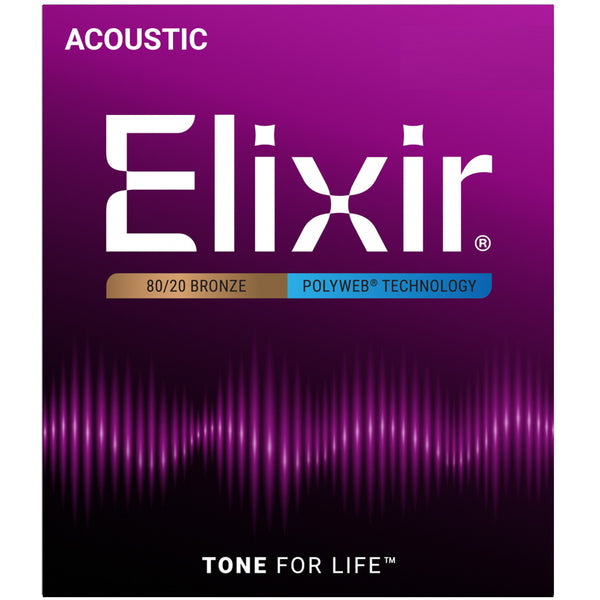 Elixir Acoustic Strings Polyweb 80/20 Bronze Custom Light 11/52 - 11025