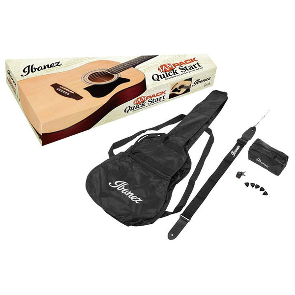 Ibanez Acoustic Guitar Pack w/Tuner Bag Accessories in Natural High Gloss  - IJV50