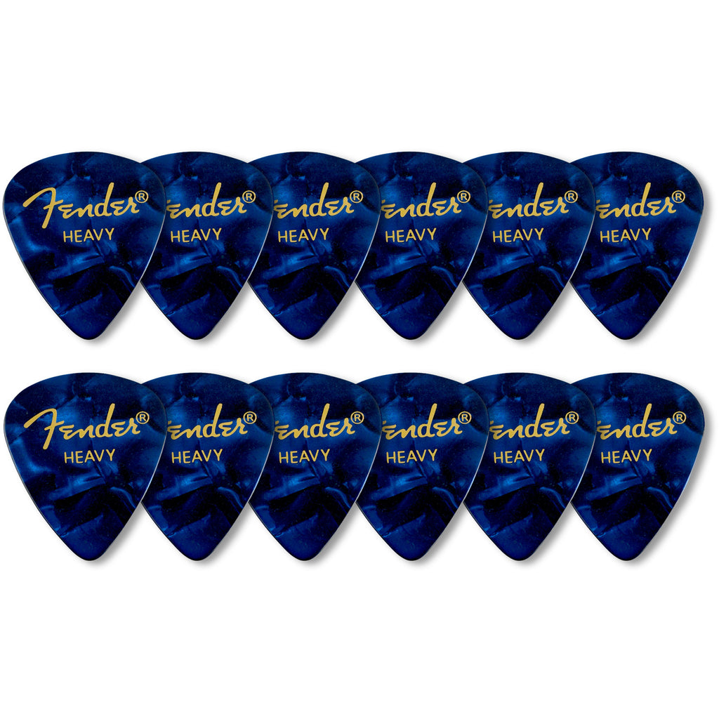 Fender Premium Celluloid 351 Shape Picks Heavy Blue Moto 12 Pack - 1980351902