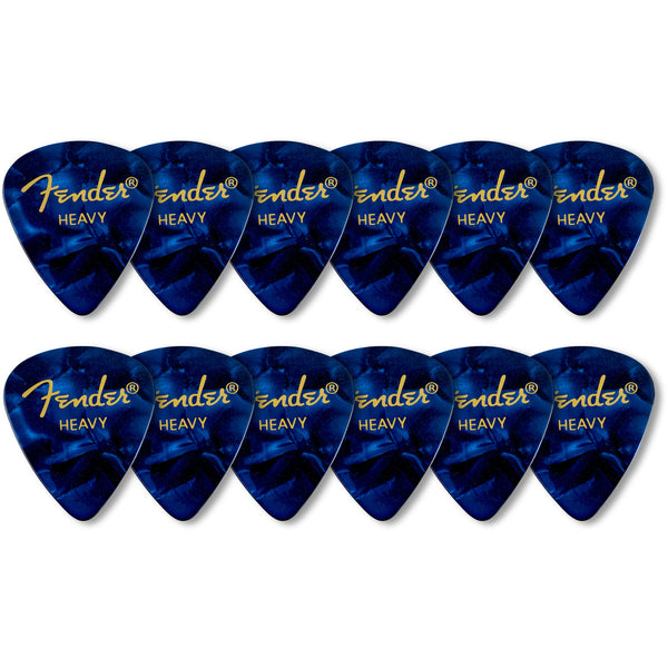 Fender Premium Celluloid 351 Shape Picks Heavy Blue Moto 12 Pack - 1980351902