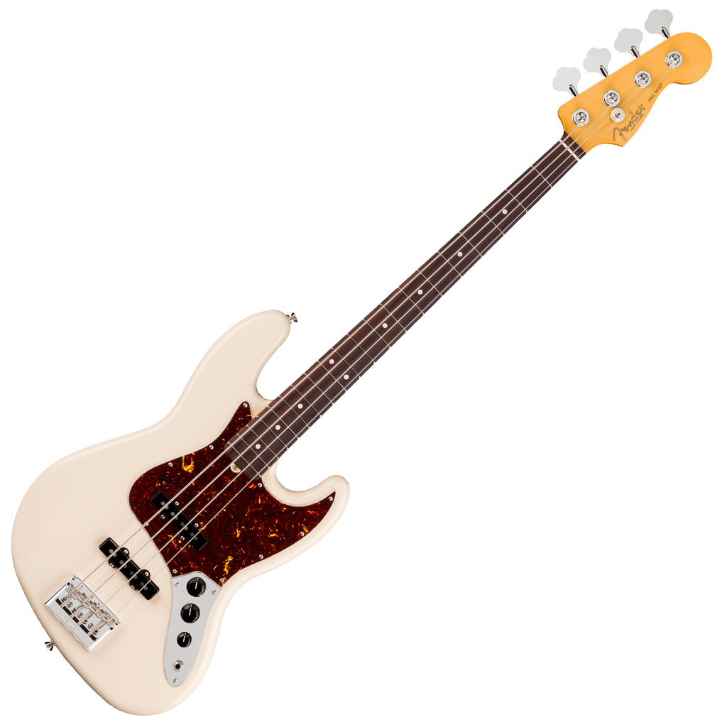 Fender American Professional Jazz Electric Bass Rosewood in Olympic White w/Case - 0192930705