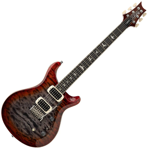 PRS SE Custom 24 08 Quilt package Electric Guitar Ebony in Charcoal Cherry Burst w/Gig Bag - C84QQEIN1CG