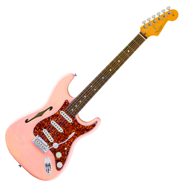 Fender American Professional II Stratocaster Thinline Electric Guitar Rosewood in Transparent Shell Pink - 0171010760
