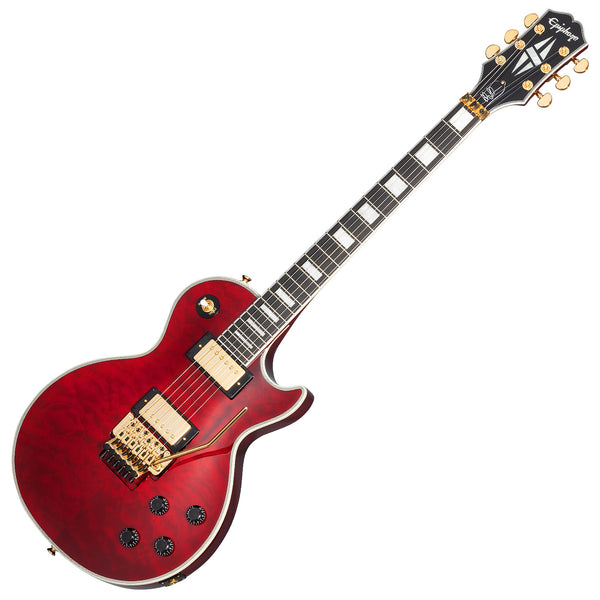 Epiphone Alex Lifeson Les Paul Custom Axcess Electric Guitar in Ruby w/Case - EILPXALRUBGF