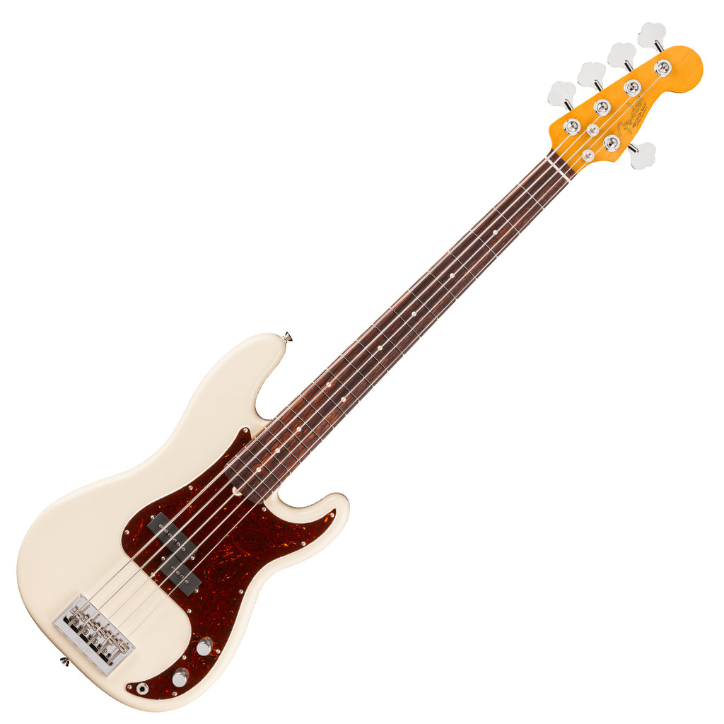 Fender American Professional Precision Electric Bass V Rosewood in Olympic White w/Case - 0192920705