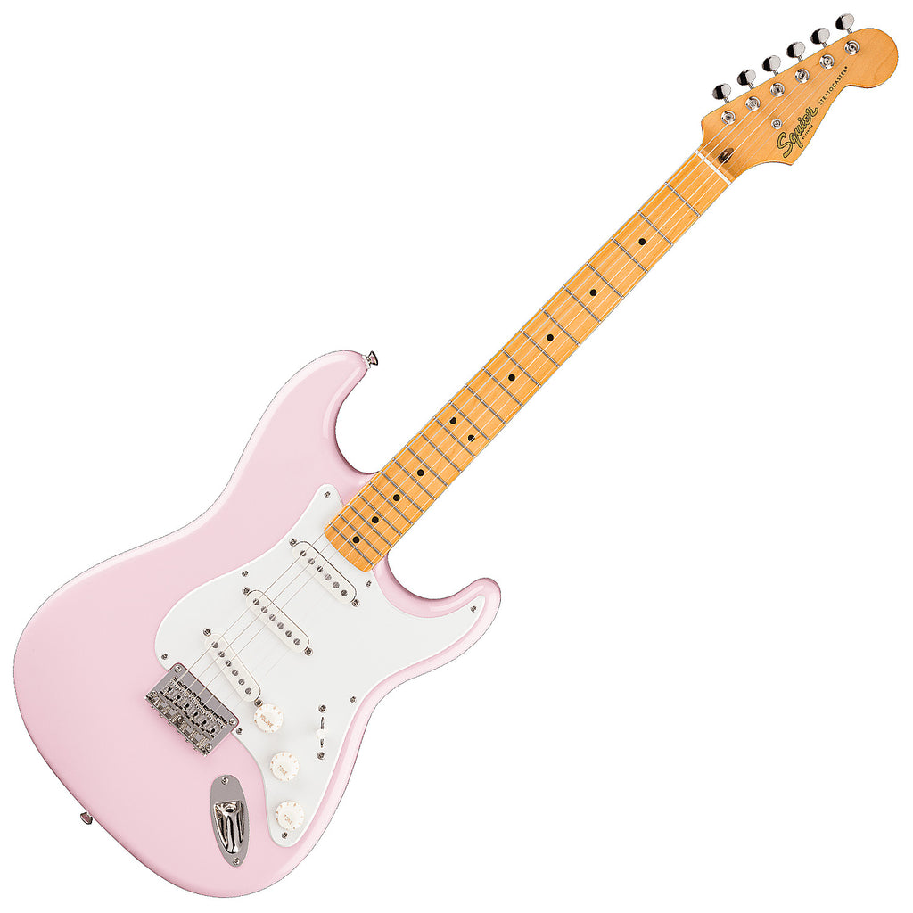 Squier Classic Vibe 50s Stratocaster Electric Guitar HT Maple Parchment Pickguard in Shell Pink - 0374008556
