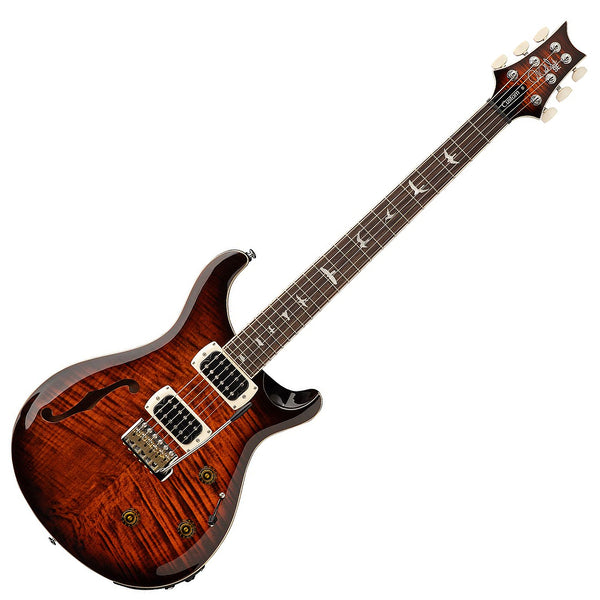 PRS SE Custom 24 Semi Hollow Piezo Electric Guitar Rosewood in Orange Tiger Smokeburst w/Gig Bag - CP4FFRIN1OB