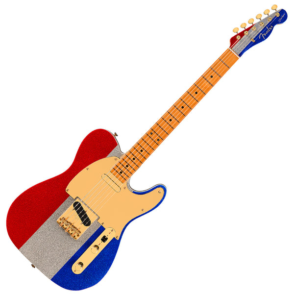 Fender Buck Owens Buck Owens Telecaster Electric Guitar Maple Fingerboard in Red Silver and Blue Sparkle w/Case - 0140452371