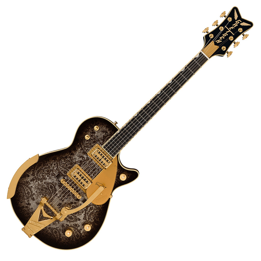 Gretsch G6134TG Limited Edition Paisley Penguin Electric Guitar w/String Thru Bigsby Ebony in Black Paisley - 2400549886