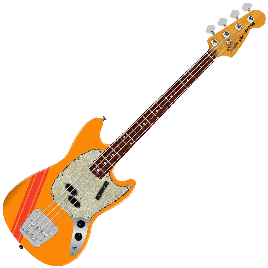 Fender VIntera II 70s Mustang Electric Bass Rosewood in Competition Orange - 0149260339