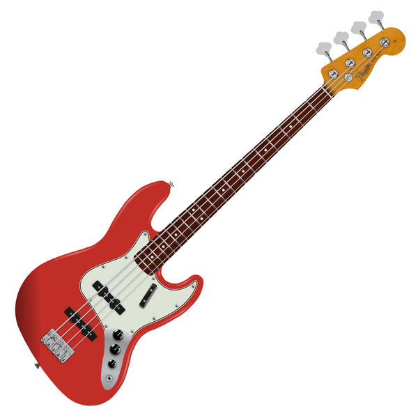 Fender VIntera II 60s Jazz Electric Bass Rosewood in Fire Red - 0149230340