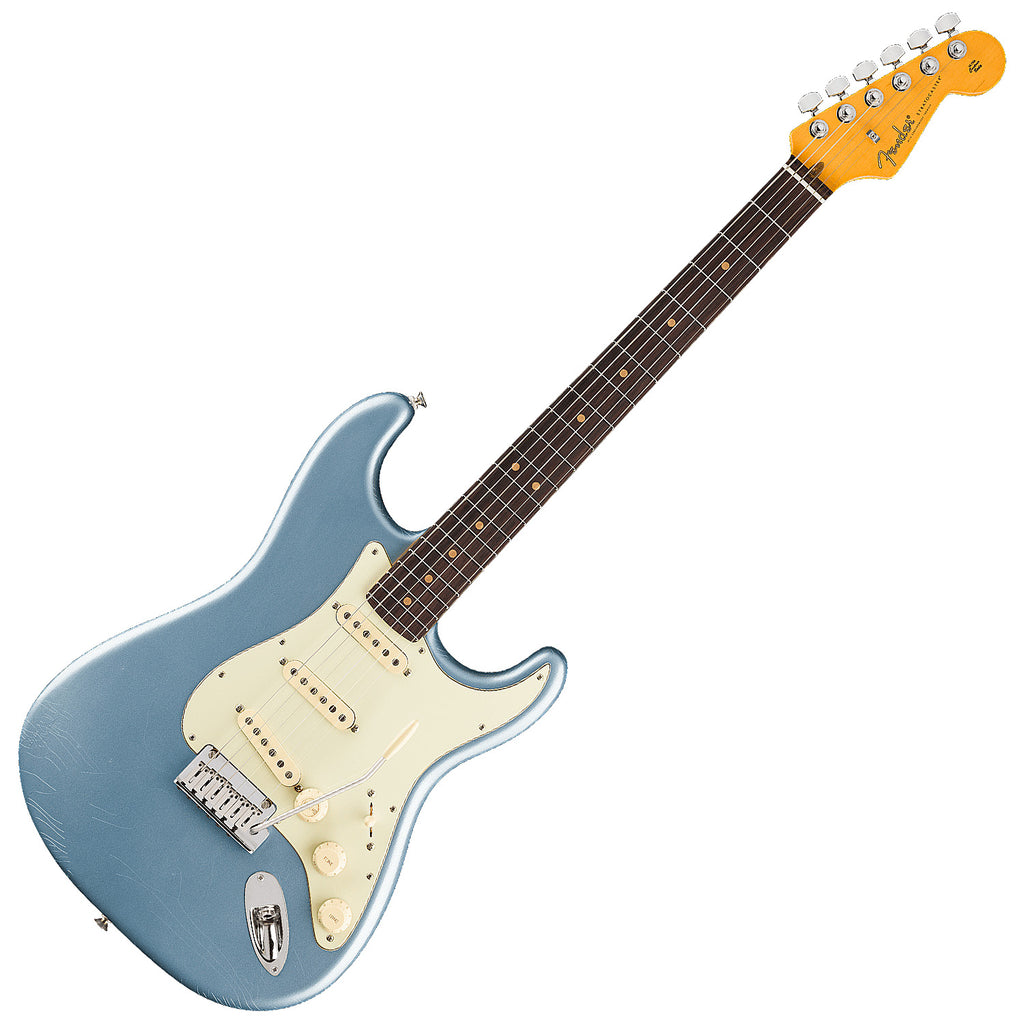 Fender American Ultra Luxe Vintage 60s Stratocaster Electric Guitar Rosewood in Ice Blue Metallic - 0118220883