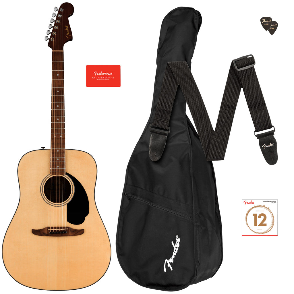 Fender California Standard Redondo Acoustic Guitar Pack Spruce Top Black Pickguard in Natural - 0974200421