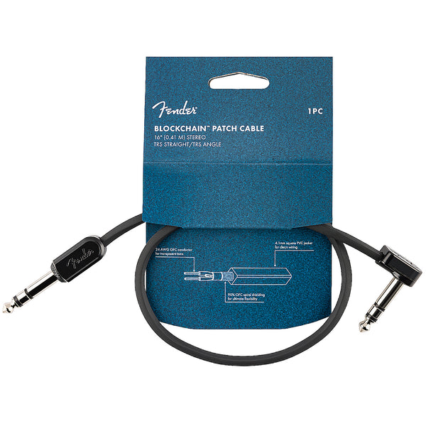 Fender Blockchain 16 inch Patch Cable Stereo TRS Straight/Angle - 0990825015