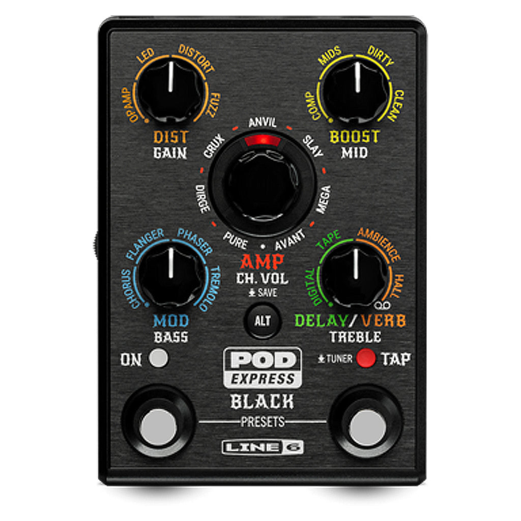 Line 6 Pod Express Black High Gain Multi Effects Pedal for Guitar - PODEXPRESSBLK