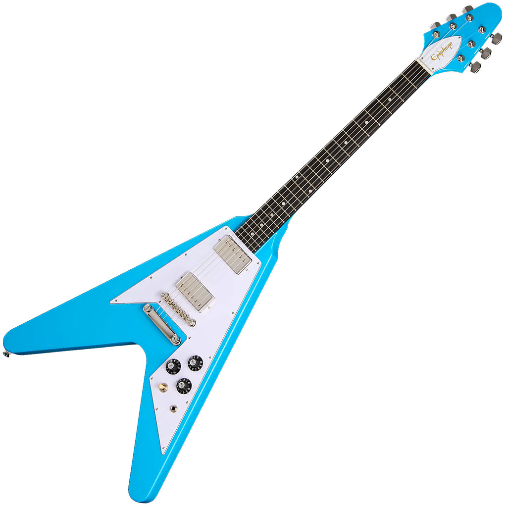 Epiphone Inspired by Gibson Epiphone 70s Flying V Electric Guitar in Maui Blue w/Gig Bag - EIFV7MBNH