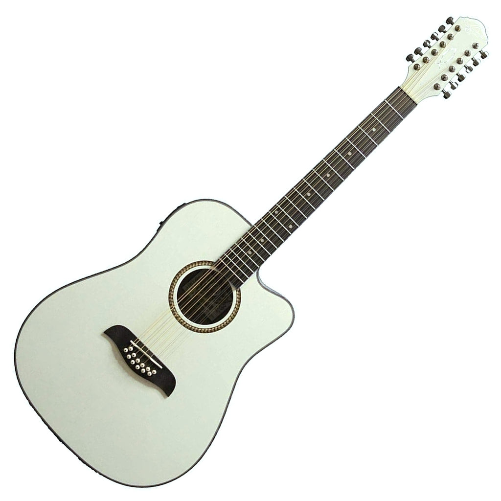 Oscar Schmidt 12 String Acoustic Electric Cutaway  in White - OD312CEWHA