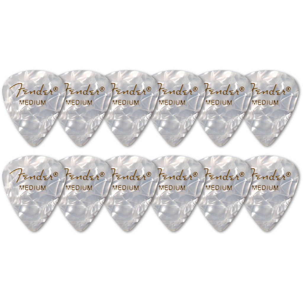 Fender Premium Celluloid 351 Shape Picks Medium White Moto 12 Pack - 1980351805