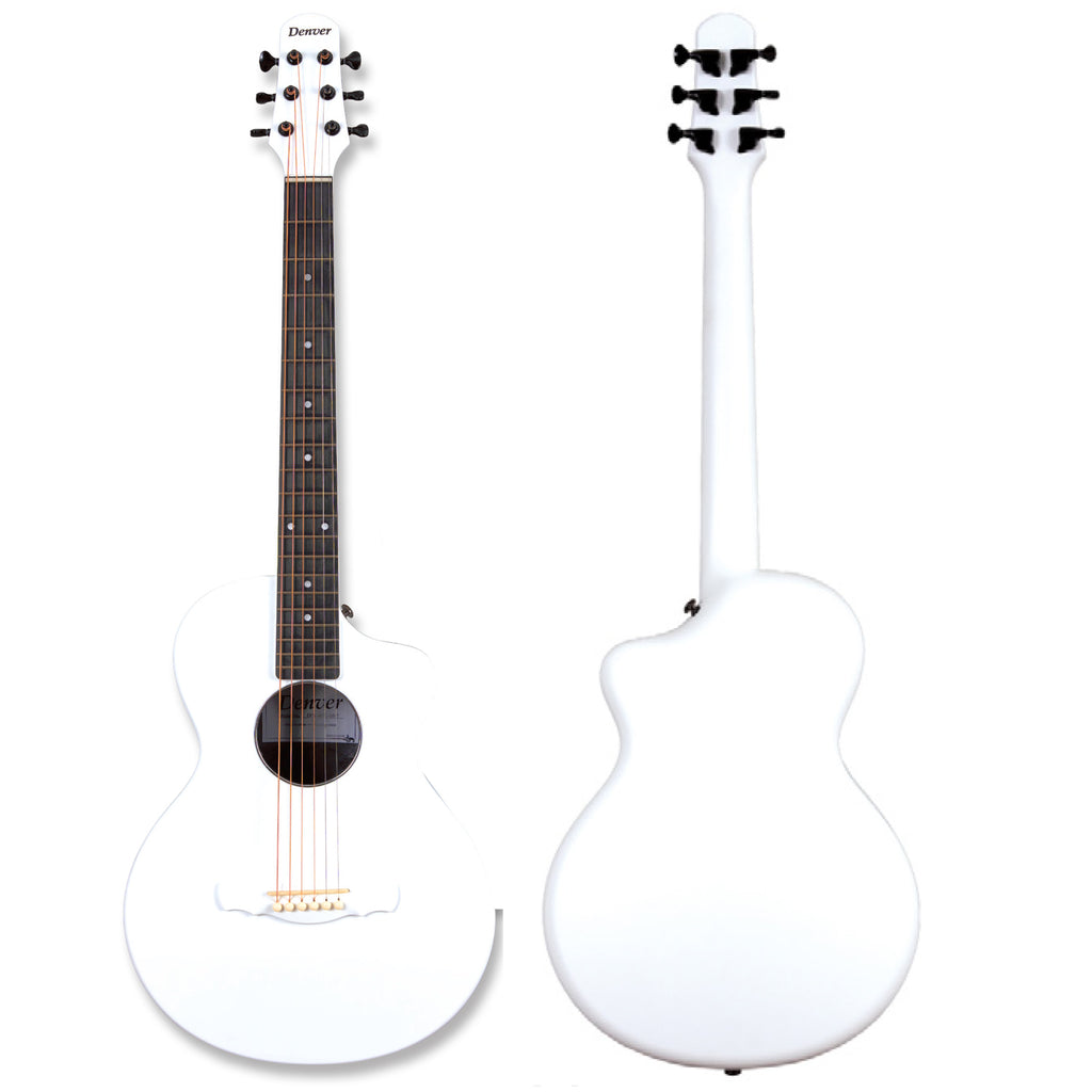 Denver Weatherproof Polycarbonate Acoustic Guitar in White w/Gig Bag - DENWPGWHT
