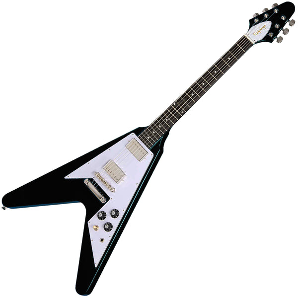 Epiphone Inspired by Gibson Epiphone 70s Flying V Electric Guitar in Ebony w/Gig Bag - EIFV7EBNH
