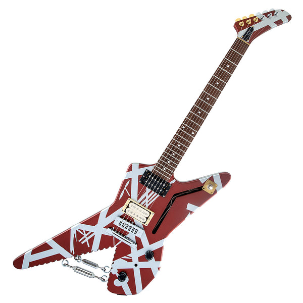 EVH Striped Series Shark Electric Guitar Pau Ferro Burgundy w/Silver Stripes - 5107922305