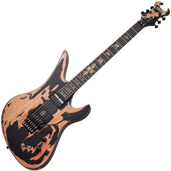 Schecter Synyster Custom-S Electric Guitar Floyd in Distressed Satin Black - 1749SHC