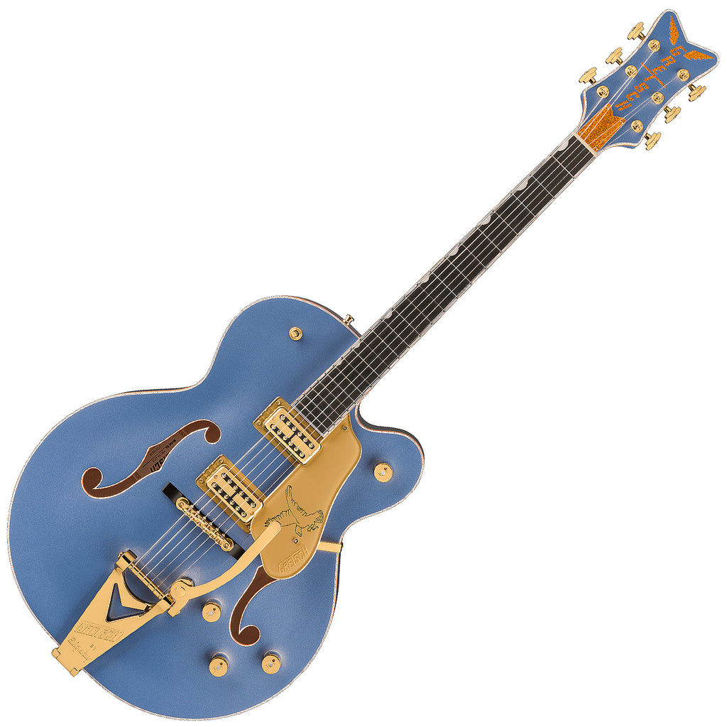 Gretsch Falcon Hollow Body Bigsby Electric Guitar Gold Hardware Ebony in Cerulean Smoke - 2401564866
