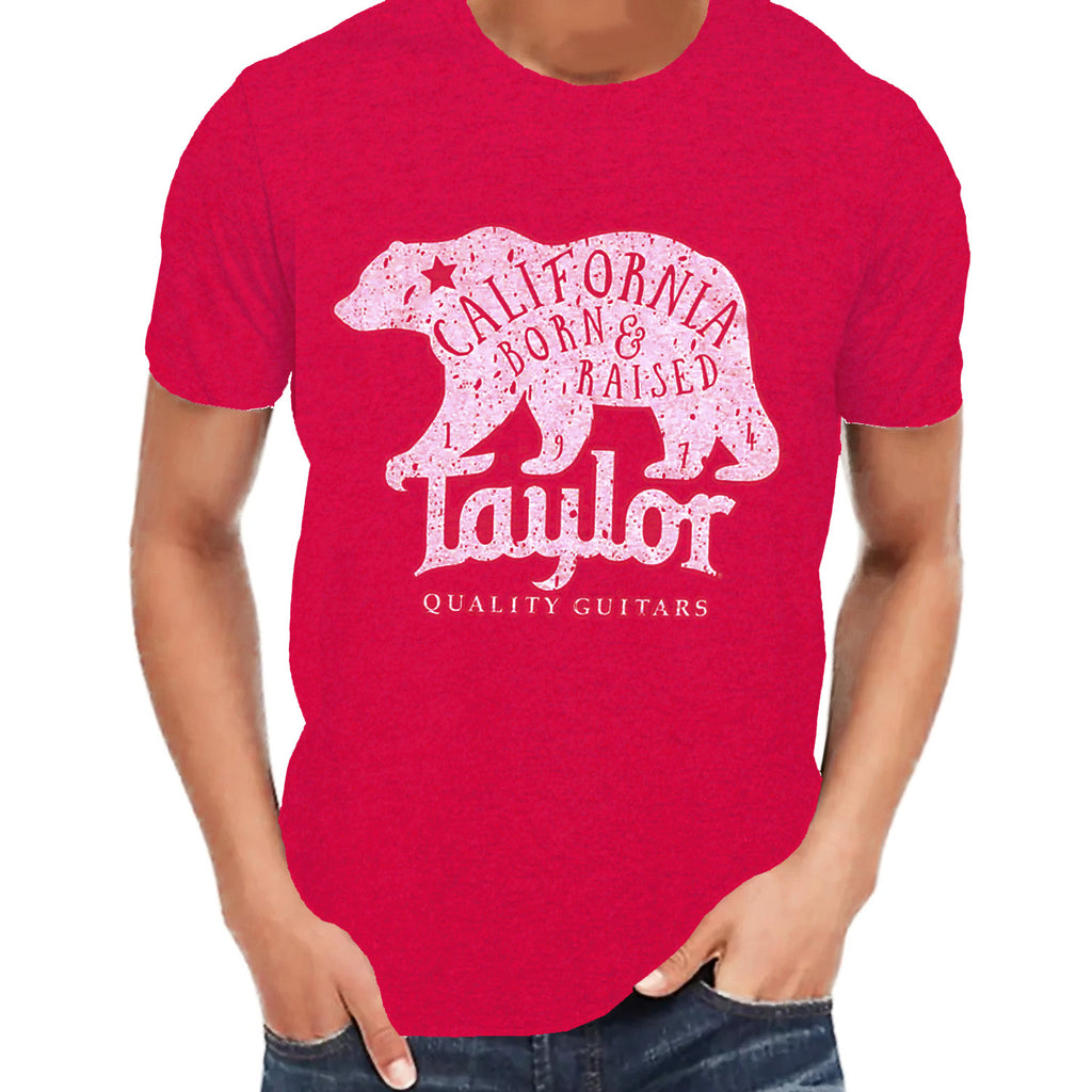 Taylor Mens California Bear T-Shirt Heather Red Large - 15826