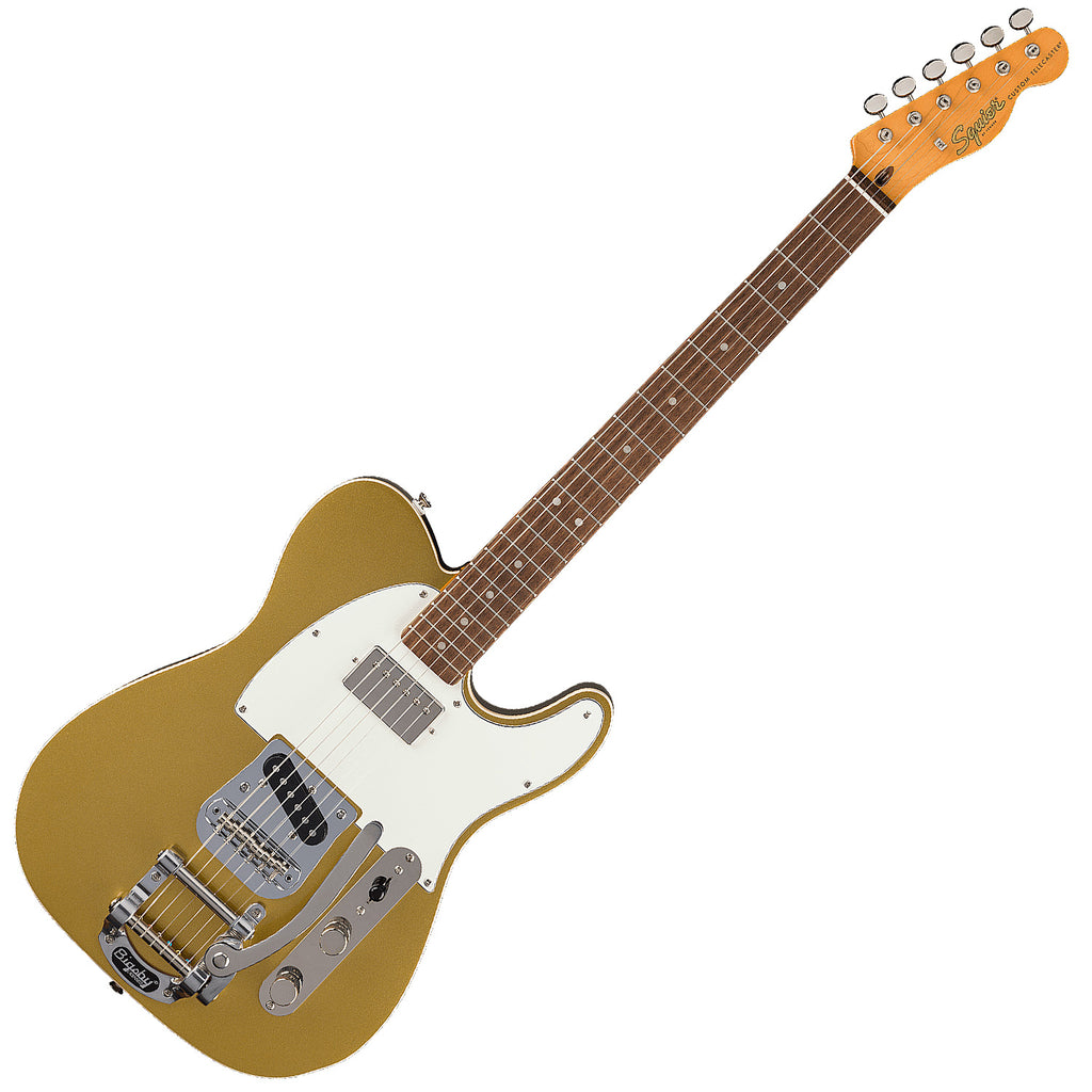 Squier Classic Vibe Custom Telecaster Electric Guitar SH w/ Bigsby Parchment Pickguard in Aztec Gold - 0374048578
