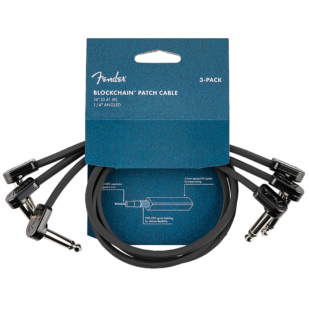 Fender Blockchain 16 inch Patch Cable 3-pack Angle/Angle - 0990825011